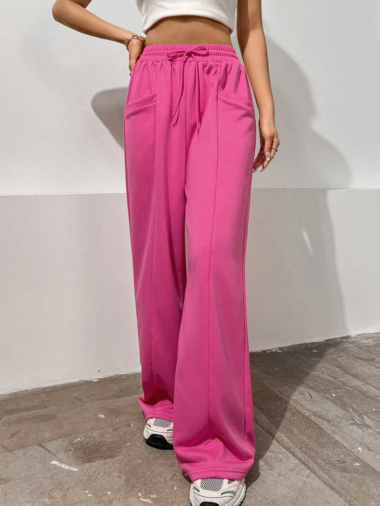 STRAIGHT HIGH-WAISTED WIDE-LEG PANTS