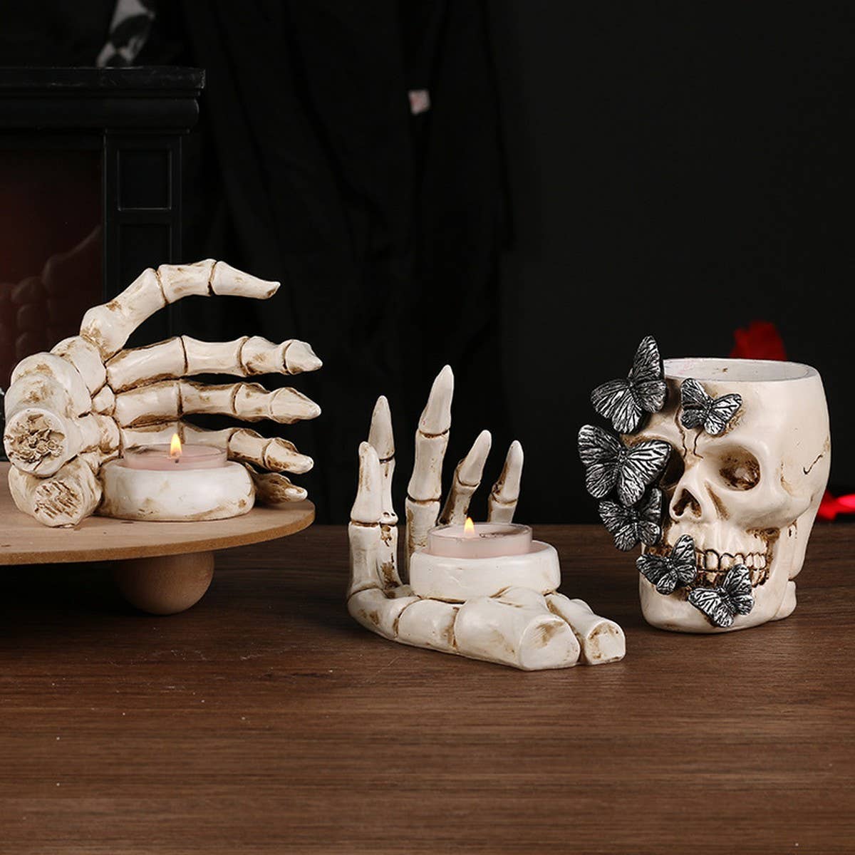 Scary Skull Hand Resin Candle Holder Decor_CWMM9862