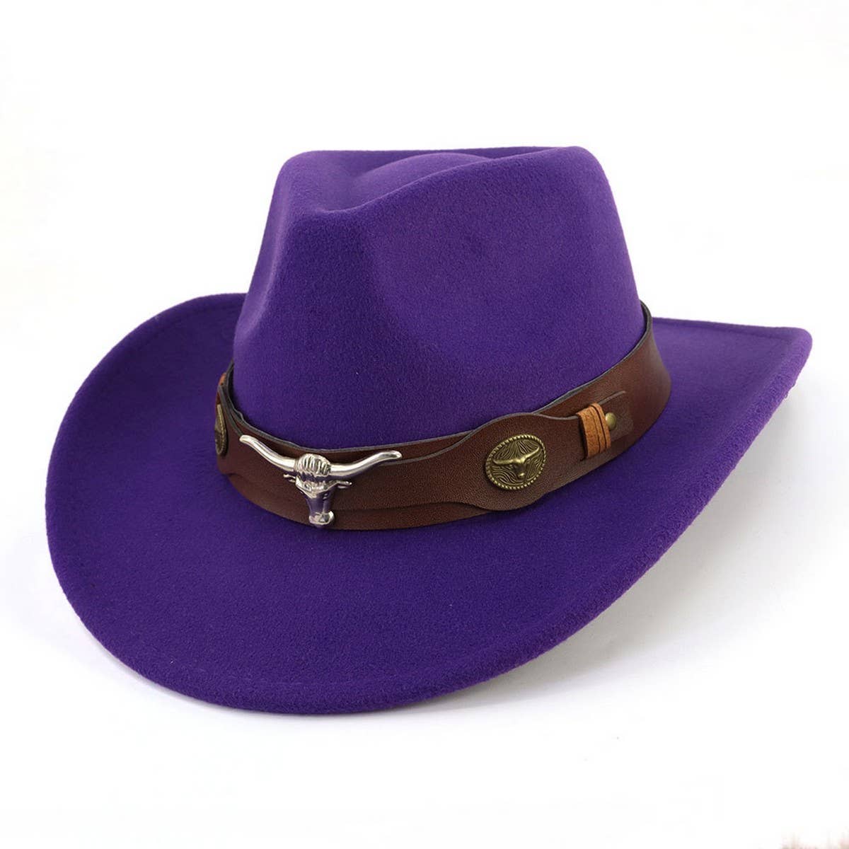 Bull Head Belt Western Cowboy Hat Felt_CWAH1782