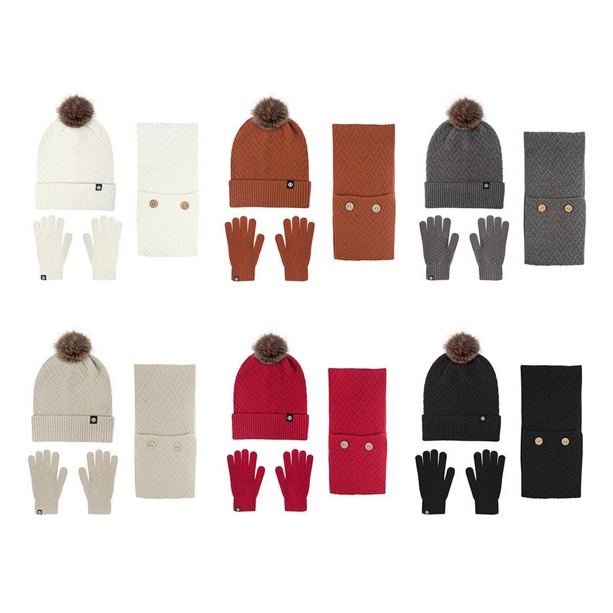 COLD-PROOF WOOL BALL KNITTED THREE-PIECE SUIT