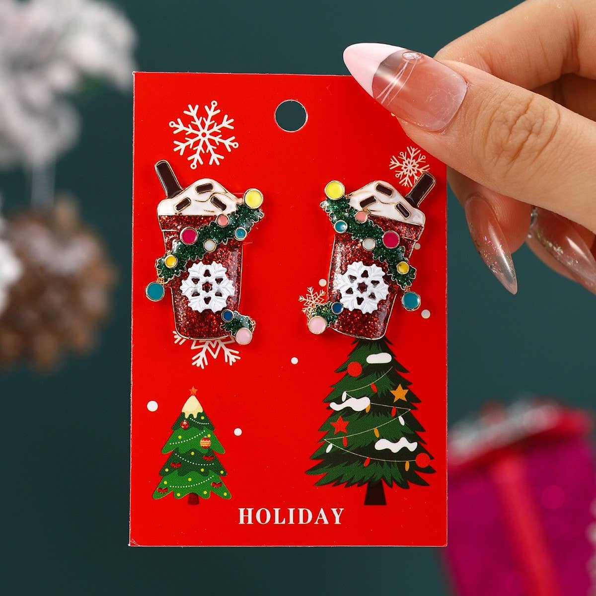 NEW CHRISTMAS CARTOON DIAMOND PENDANT EARRINGS