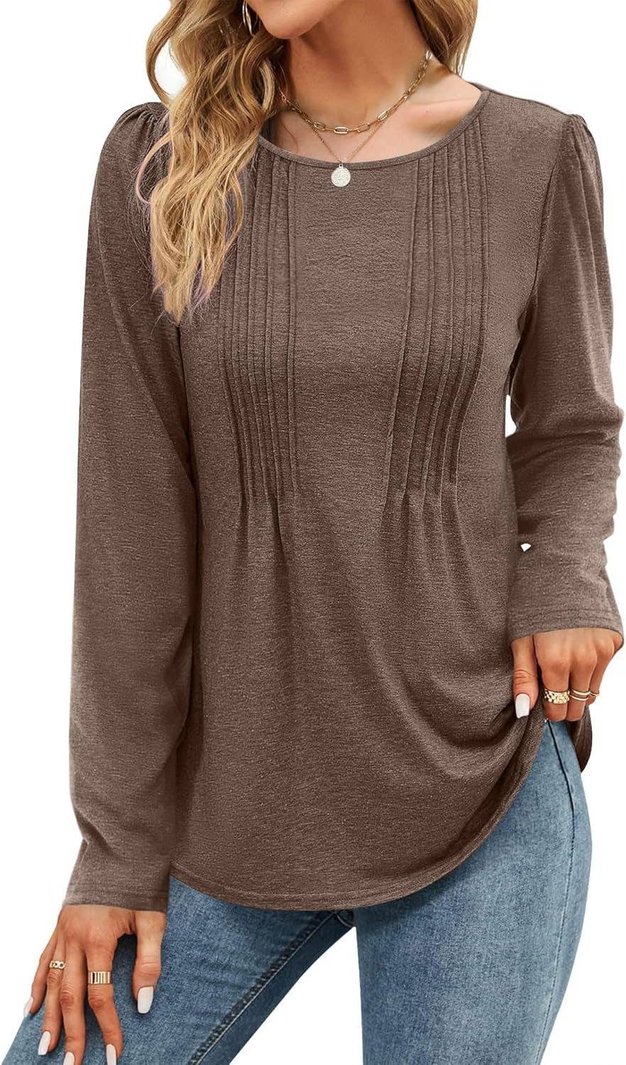 WEAR A SOLID COLOR CREW NECK LONG SLEEVE T-SHIRT