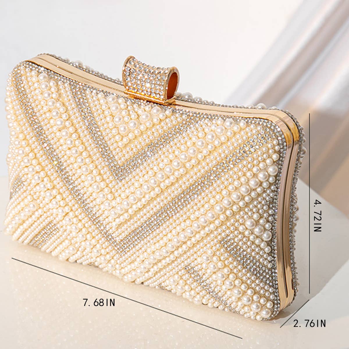 NEW HAND-BEADED PEARL BANQUET CLUTCH_CWAB2486