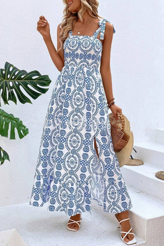 CWDHL0540_BOHO PRINT SLEEVELESS HALTER SPLIT DRESS LONG