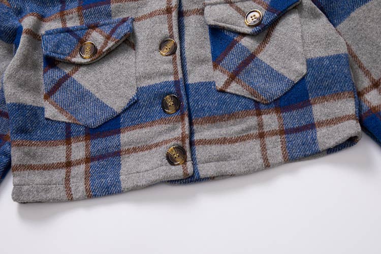 SLIM-FIT PLAID CROPPED SWEATER JACKET