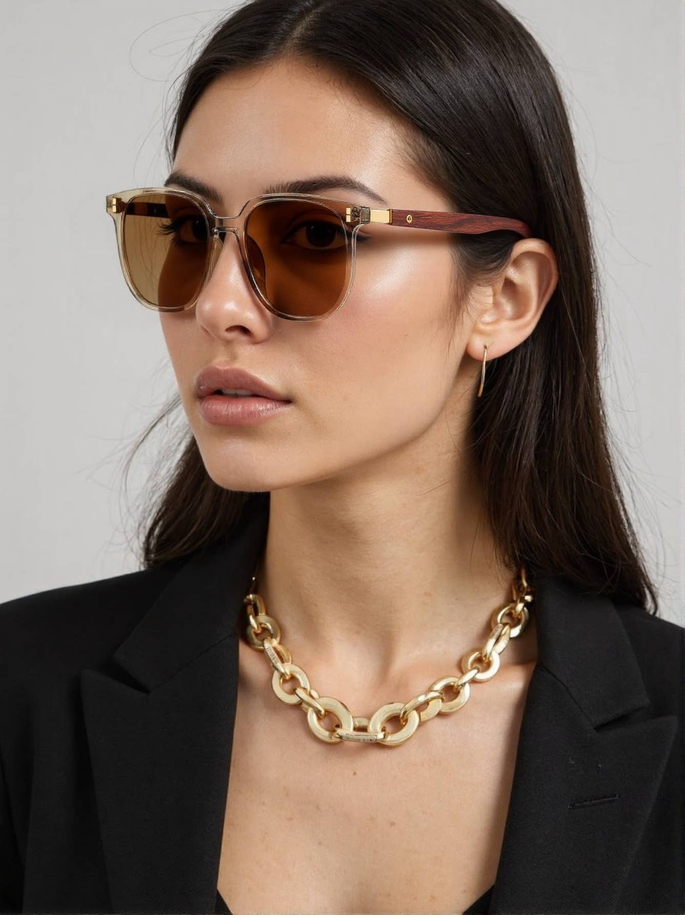 Wood Grain Square Sunglasses for Street Style_CWASG1153