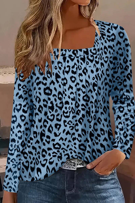 LEOPARD DIGITAL PRINT CASUAL LONG-SLEEVED T-SHIRTCWTBLL2870