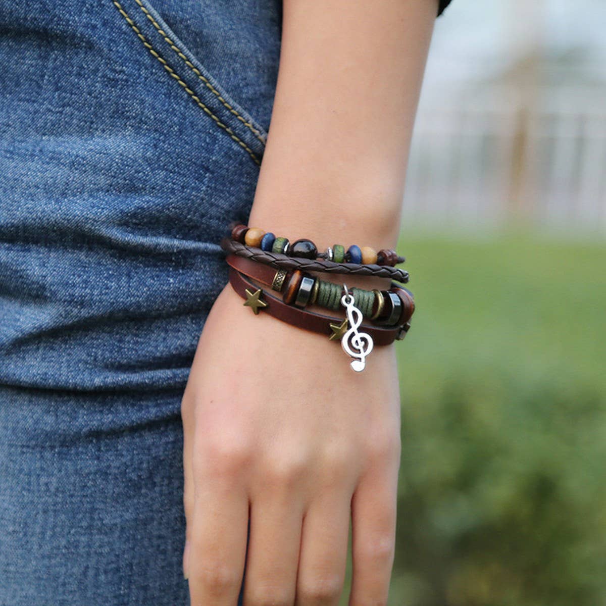 SIMPLE MULTI-LAYER BEADED LEATHER BRACELET_CWMM4454
