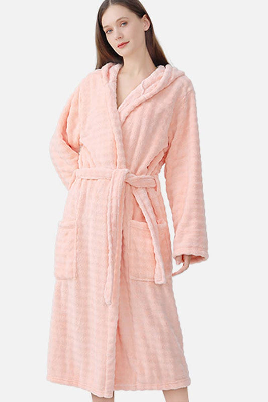 CWMM8295_THICKENED HOUSEHOLD LONG CORAL FLEECE ADULT ROBE