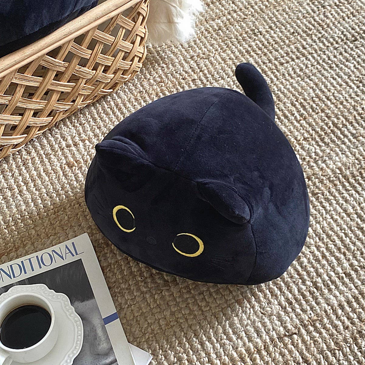 CUTE BLACK CAT PLUSH TOY PILLOW