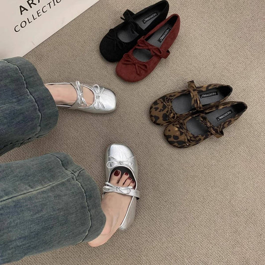 Silver Bow Wedge Mary Janes Fairy Wedding Shoes