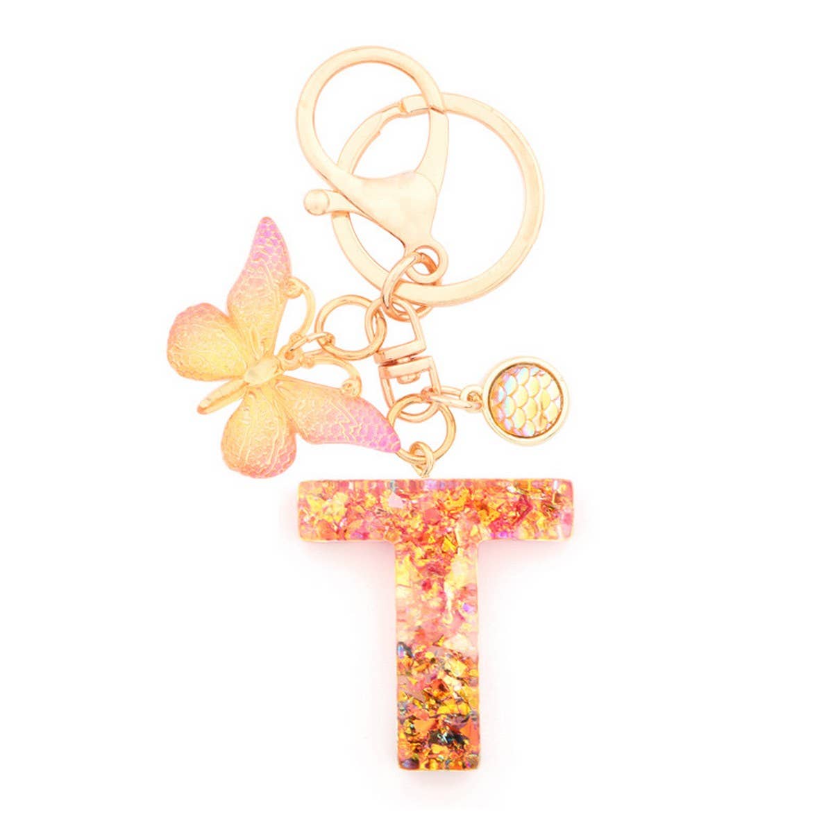 Creative Crystal Letter Keychain with Resin Sequins_CWAB5021