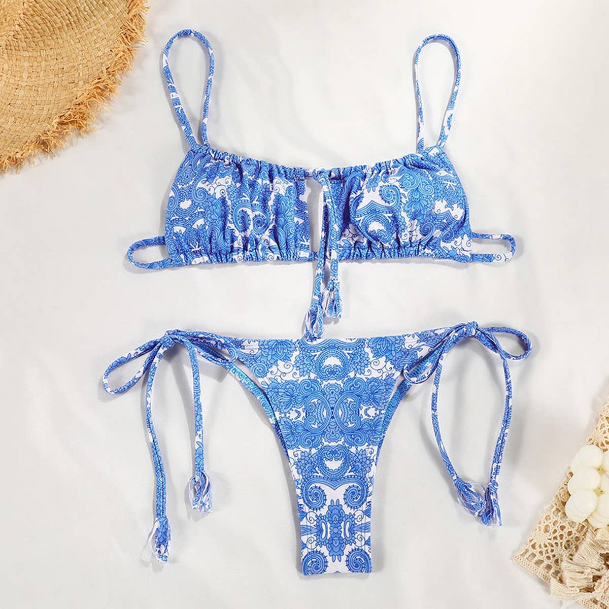 Tied Bikini Set - Sexy Floral Swimsuit