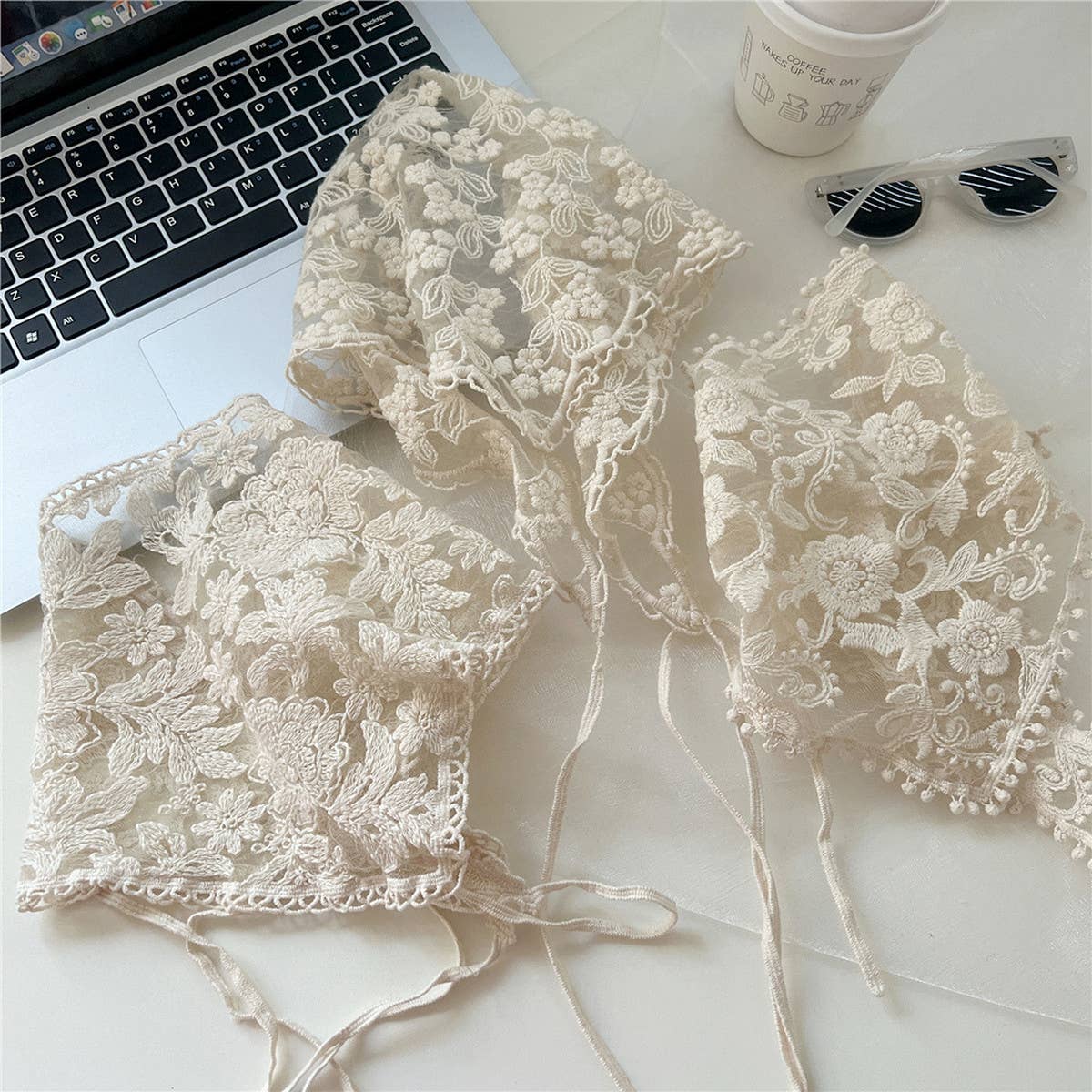 LACE SUN PROTECTION TRIANGLE BANDANA HEADSCARF