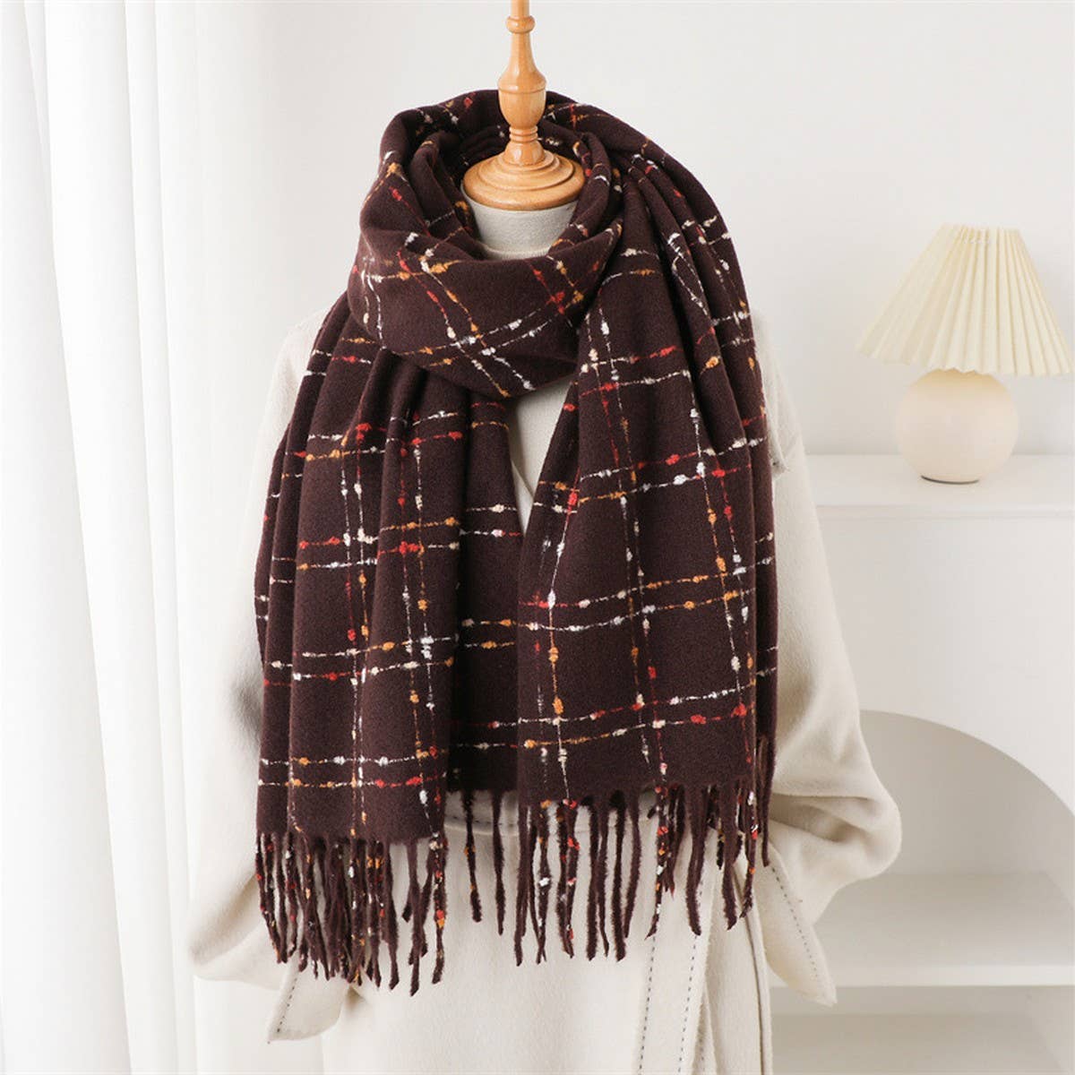 Lightweight Korean Style Fringe Winter Scarf Wrap