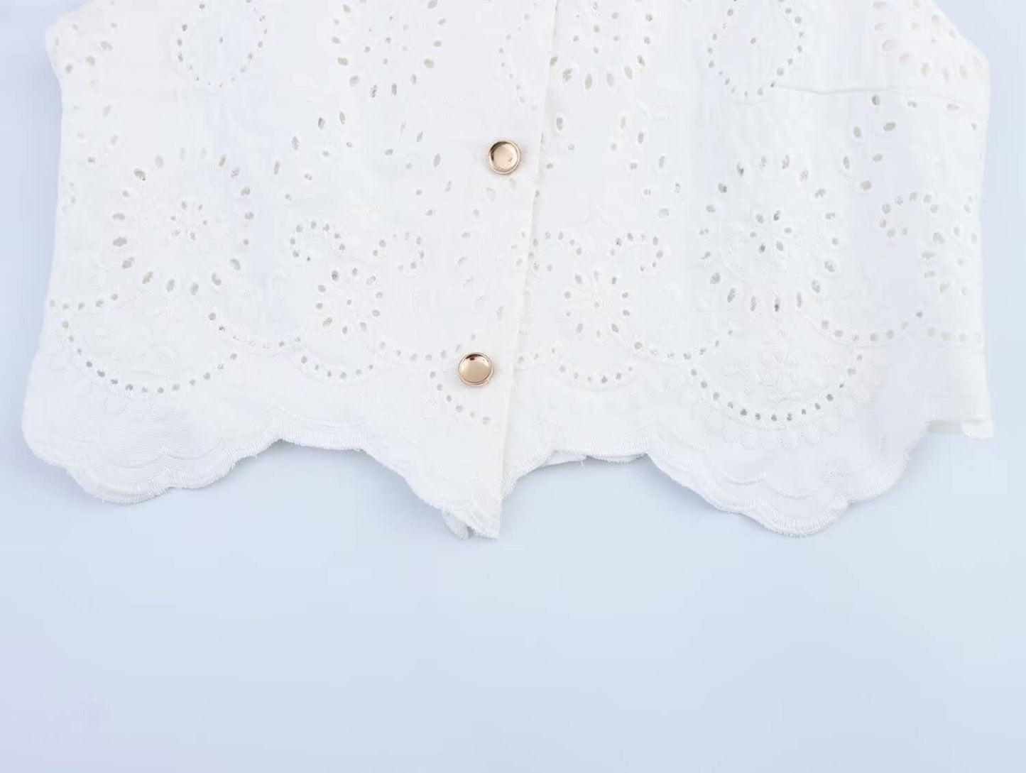 Fashion hollowed-out embroidered vest skirt set