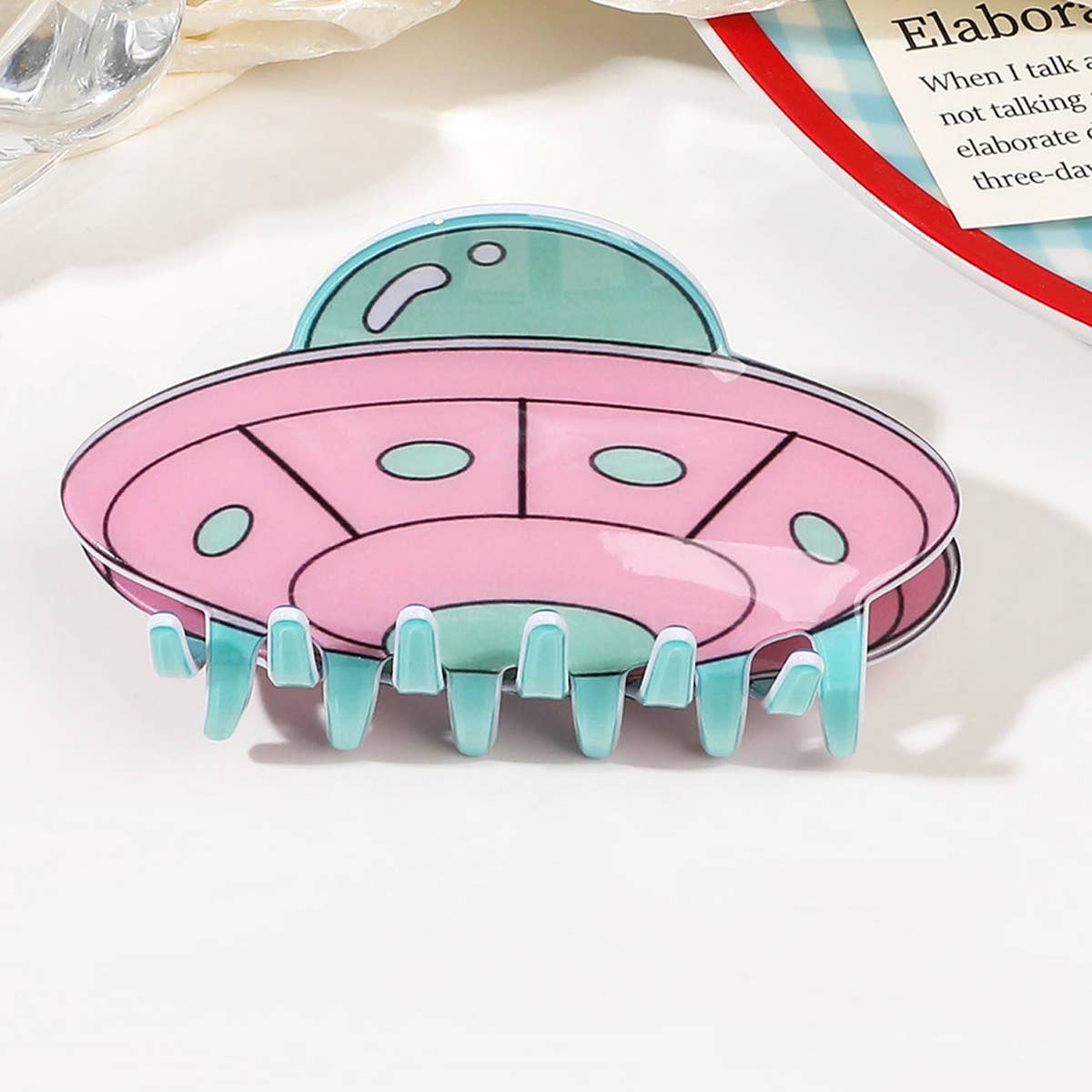 Acrylic UFO Hair Claw - Elegant Alien Shark Clip_CWAHA1637