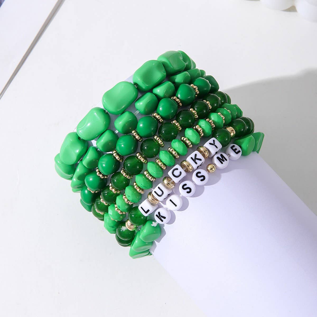 ST. PATRICK'S DAY ACRYLIC BEADED BRACELET SET_CWMM3504
