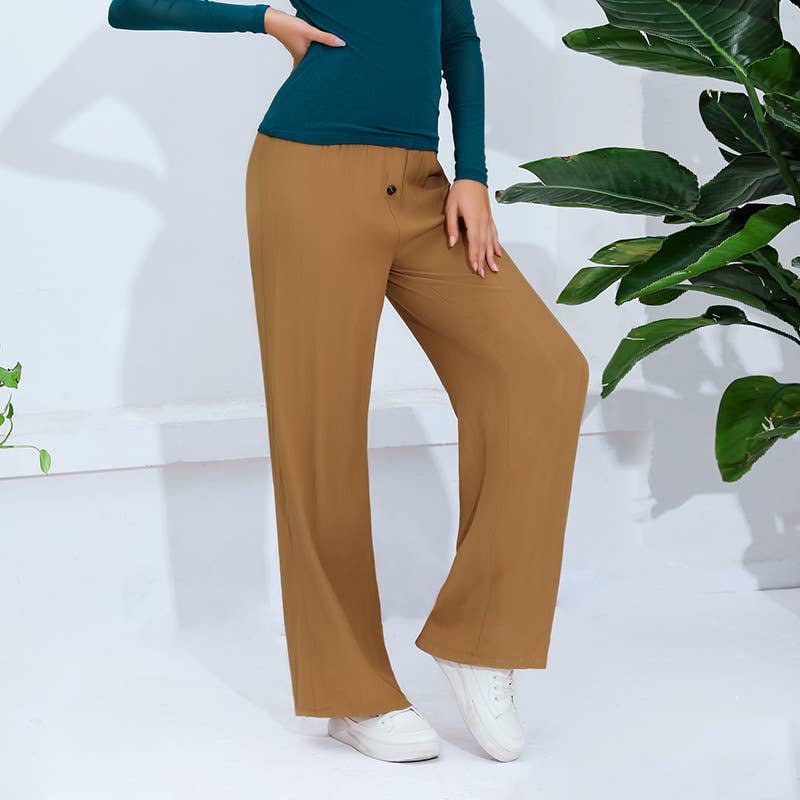 HIGH WAIST SINGLE BREASTED STRAIGHT LEG PANTS