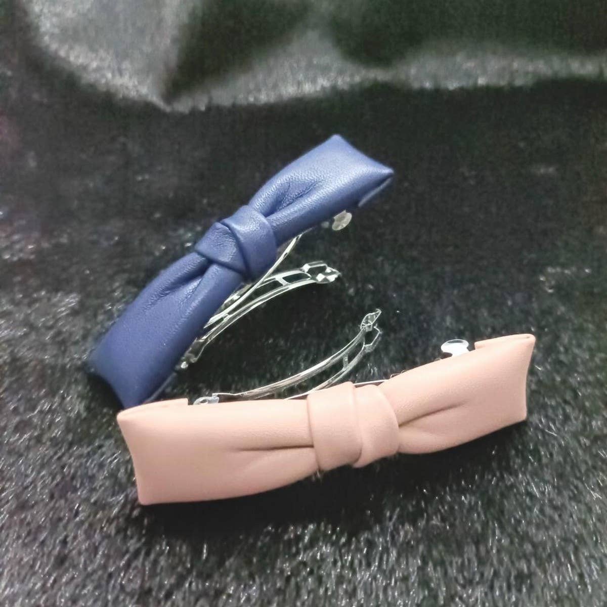 Elegant Simple PU Leather Bow Hair Barrette