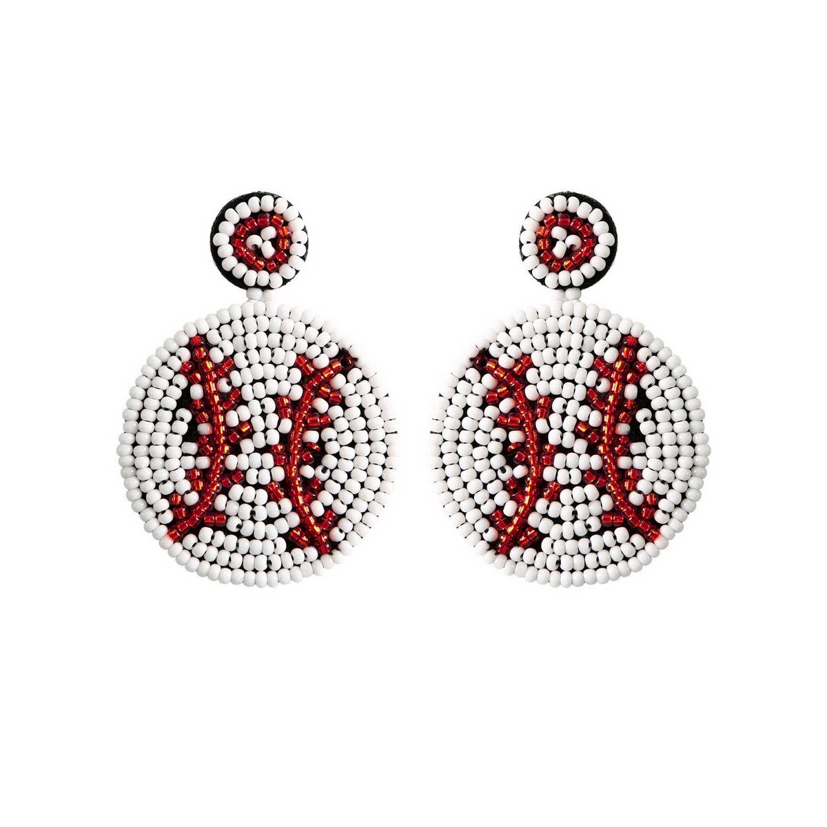 HAND BEADED VINTAGE FOOTBALL STUD EARRINGS_CWAJE1658