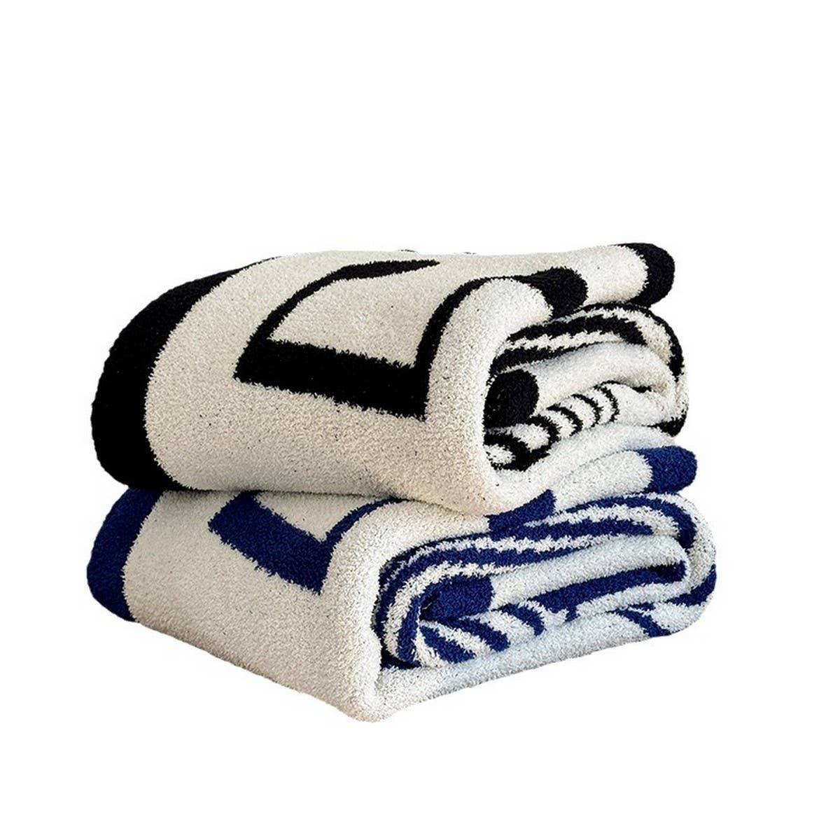 MUSICAL NOTE TWO-COLOR KNITTED WARM THROW BLANKET