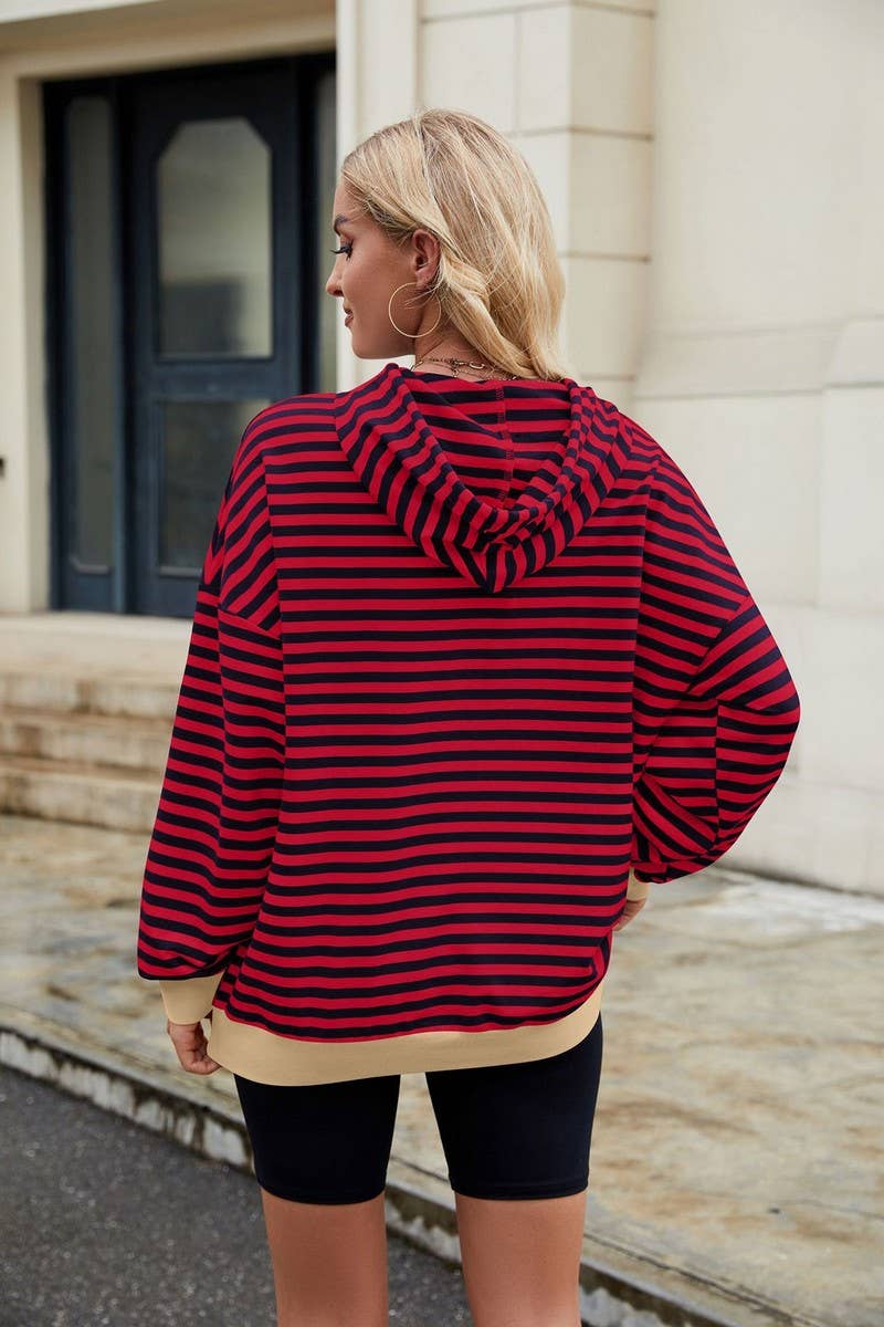 CWOHOL0726_HOODED COLORBLOCK STRIPED POCKET SWEATSHIRT