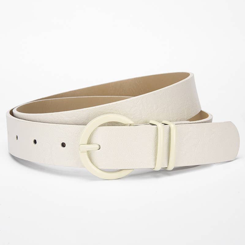 Fashionable PU leather pink-buckle belt