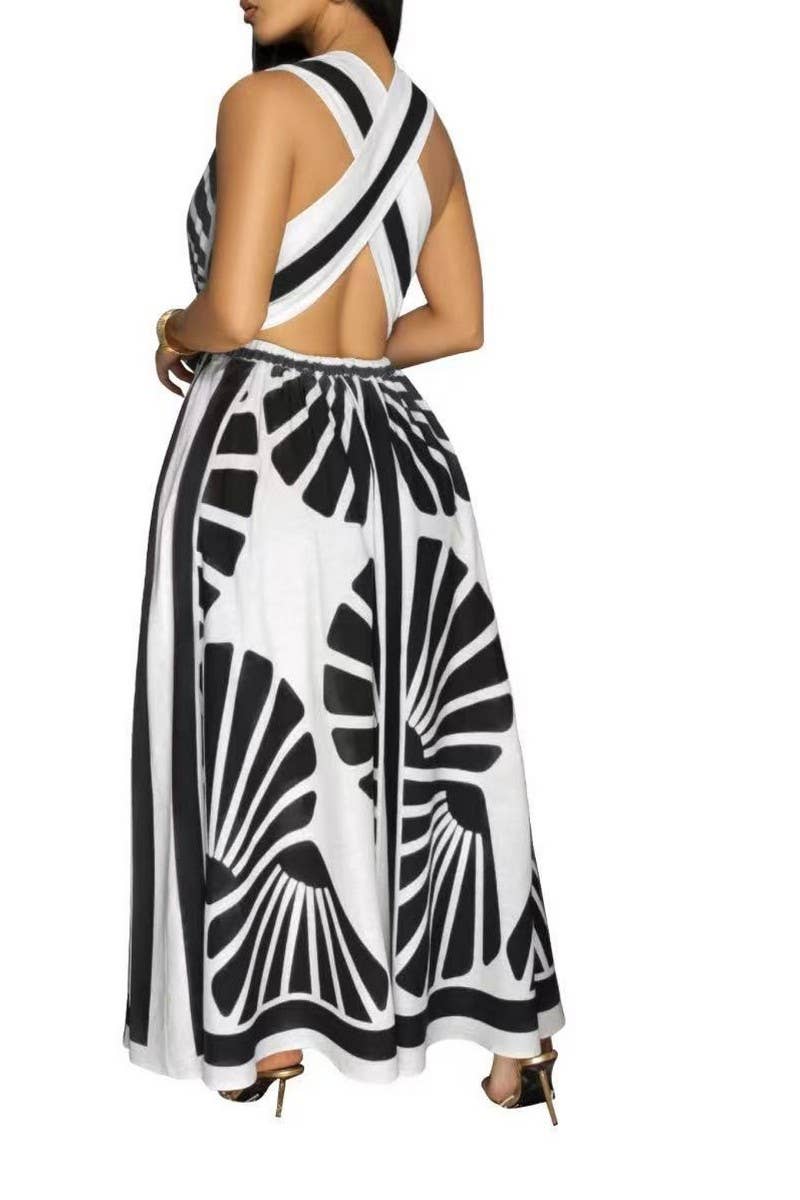 CWDMD5852_BOHO FLORAL V-NECK SLEEVELESS MAXI DRESS