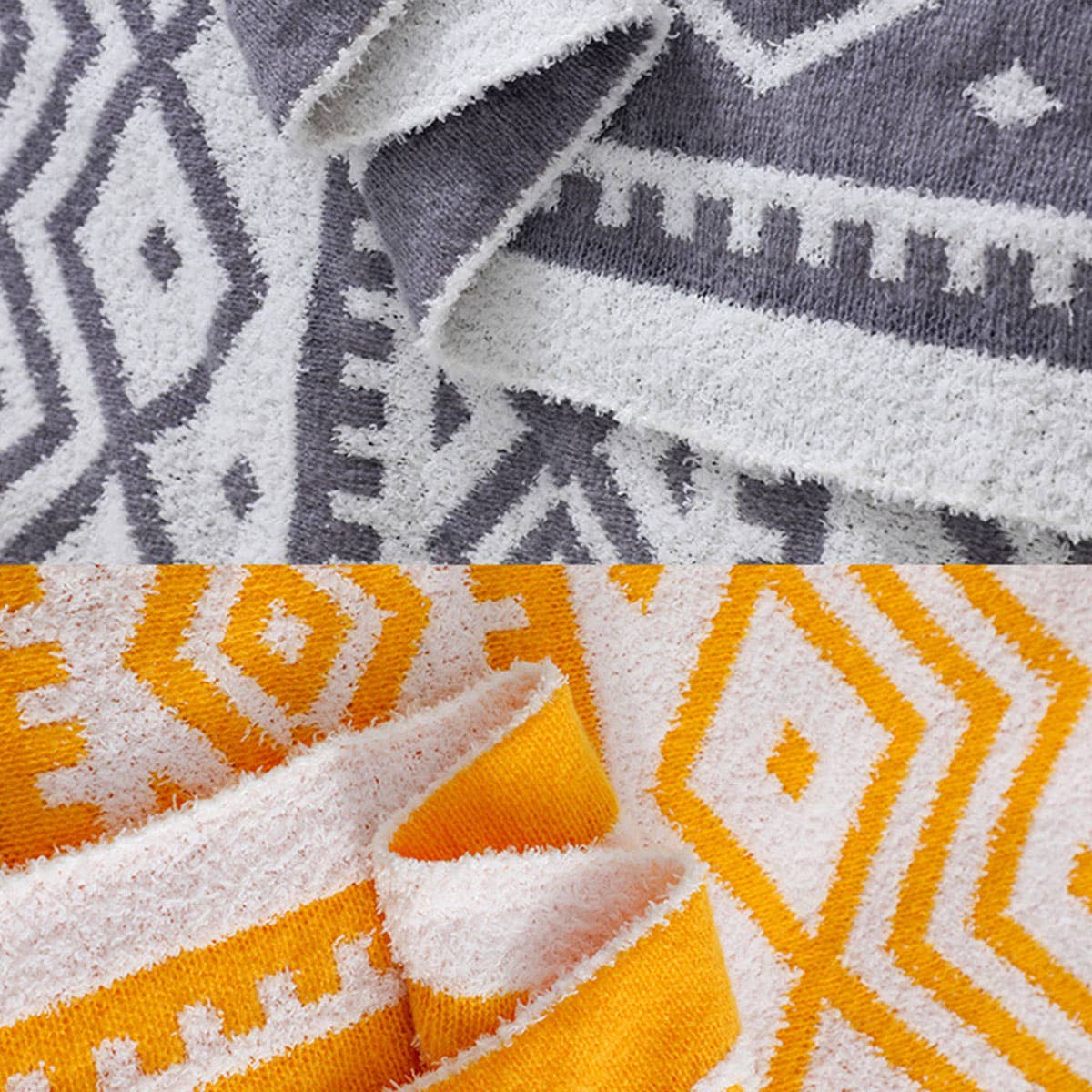 KNITTED SOFT AND LIGHT GEOMETRIC PATTERN BLANKET