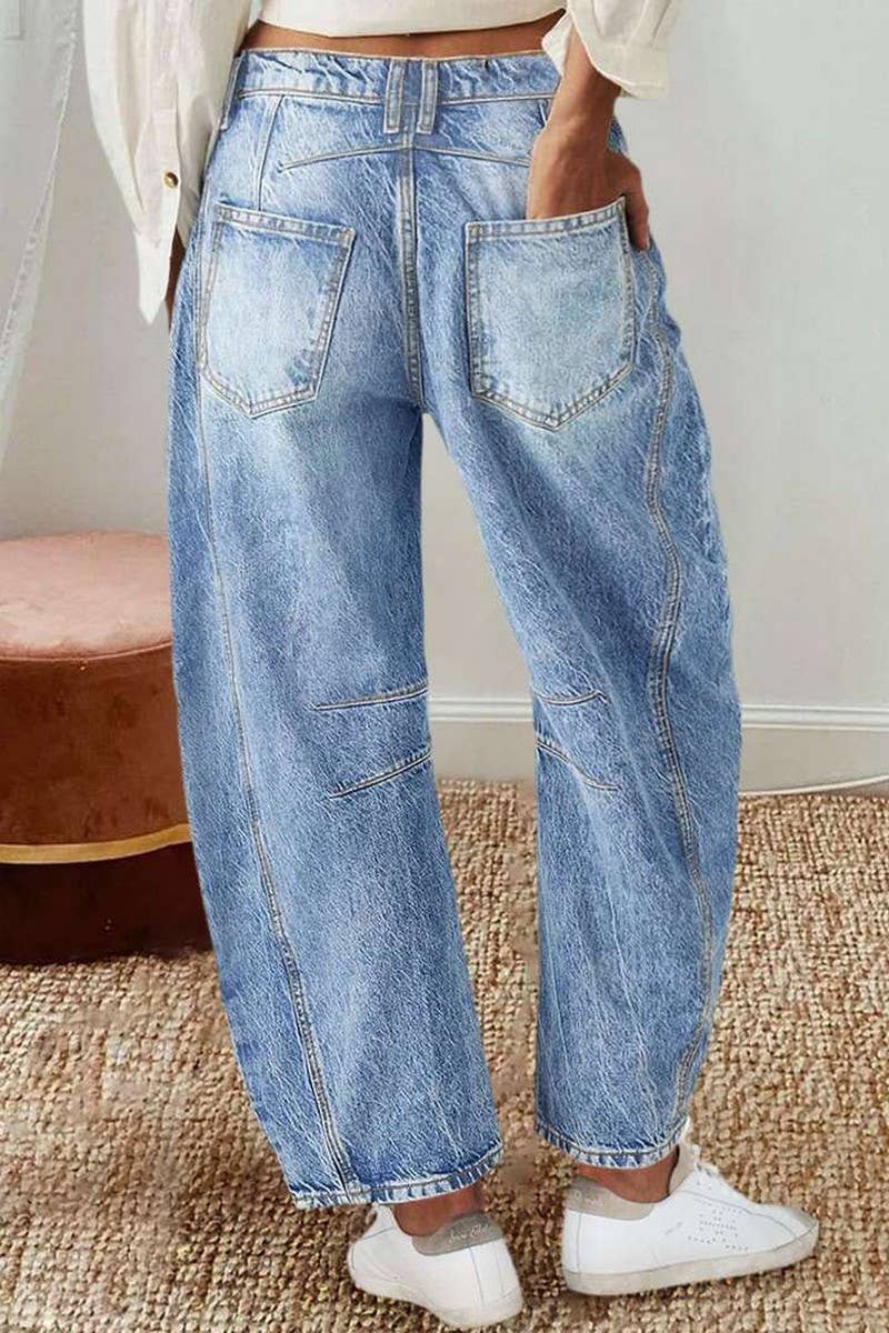 CWJP0593_HIGH WAIST LOOSE STRAIGHT WIDE LEG DENIM PANTS