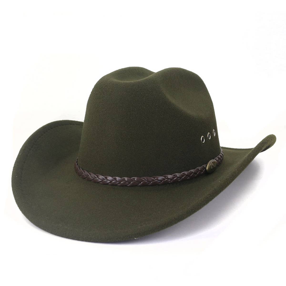 Western Cowboy Wool Felt Hat Wide Brim Jazz Hat_CWAH0677