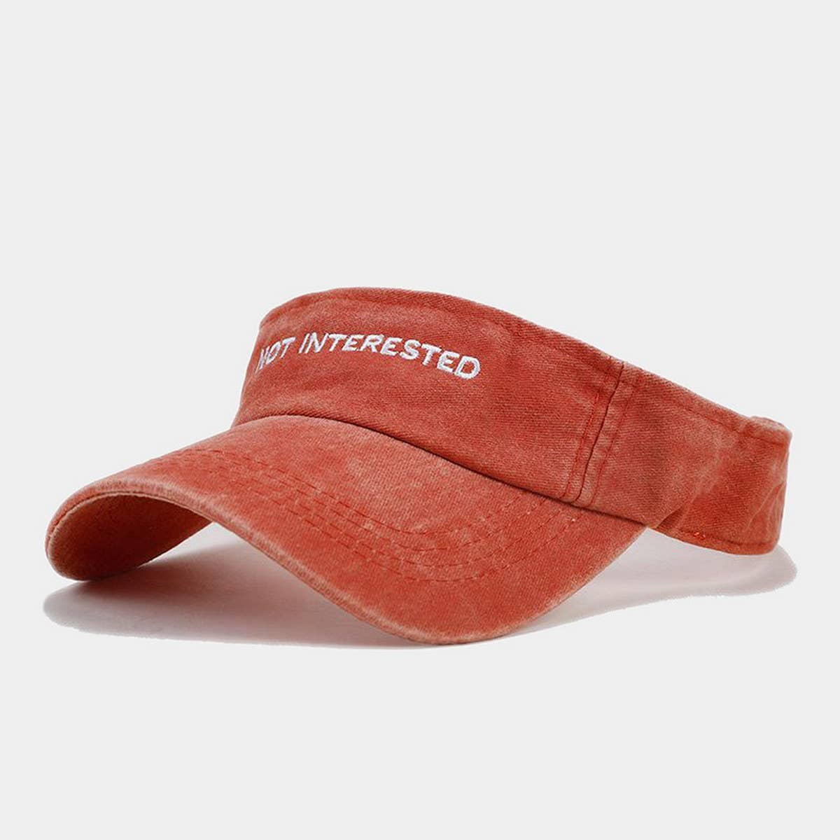 Washed Embroidered Letter Visor Cap -Golf Sun Hat_CWAH3309