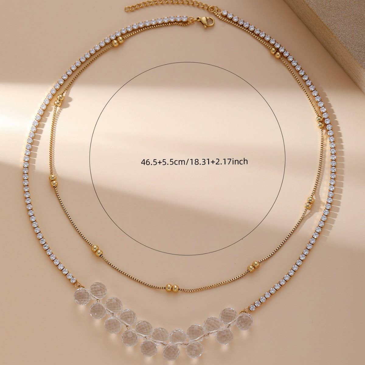 WHITE CRYSTAL DOUBLE NECKLACE TENNIS CHAIN