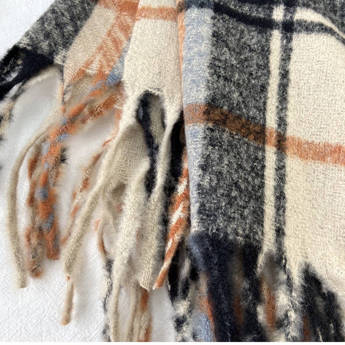 Plaid Thick Scarf ??Winter Warm Shawl with Tassels_CWASC1462