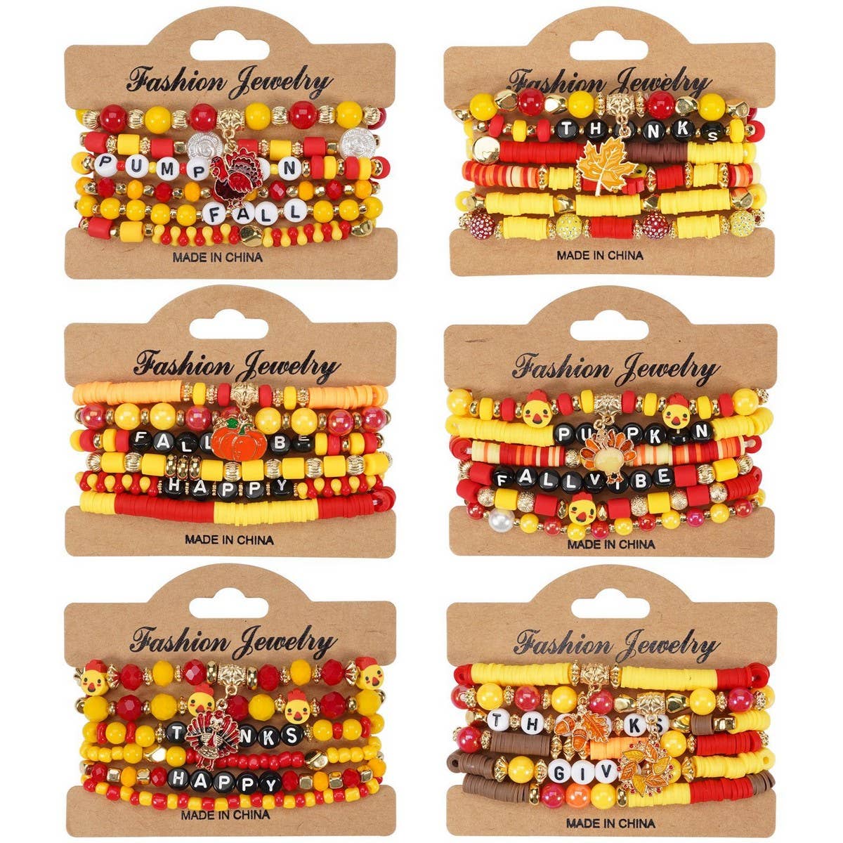 CWAJE05711_THANKSGIVING PUMPKIN TURKEY MAPLE LEAF BRACELET