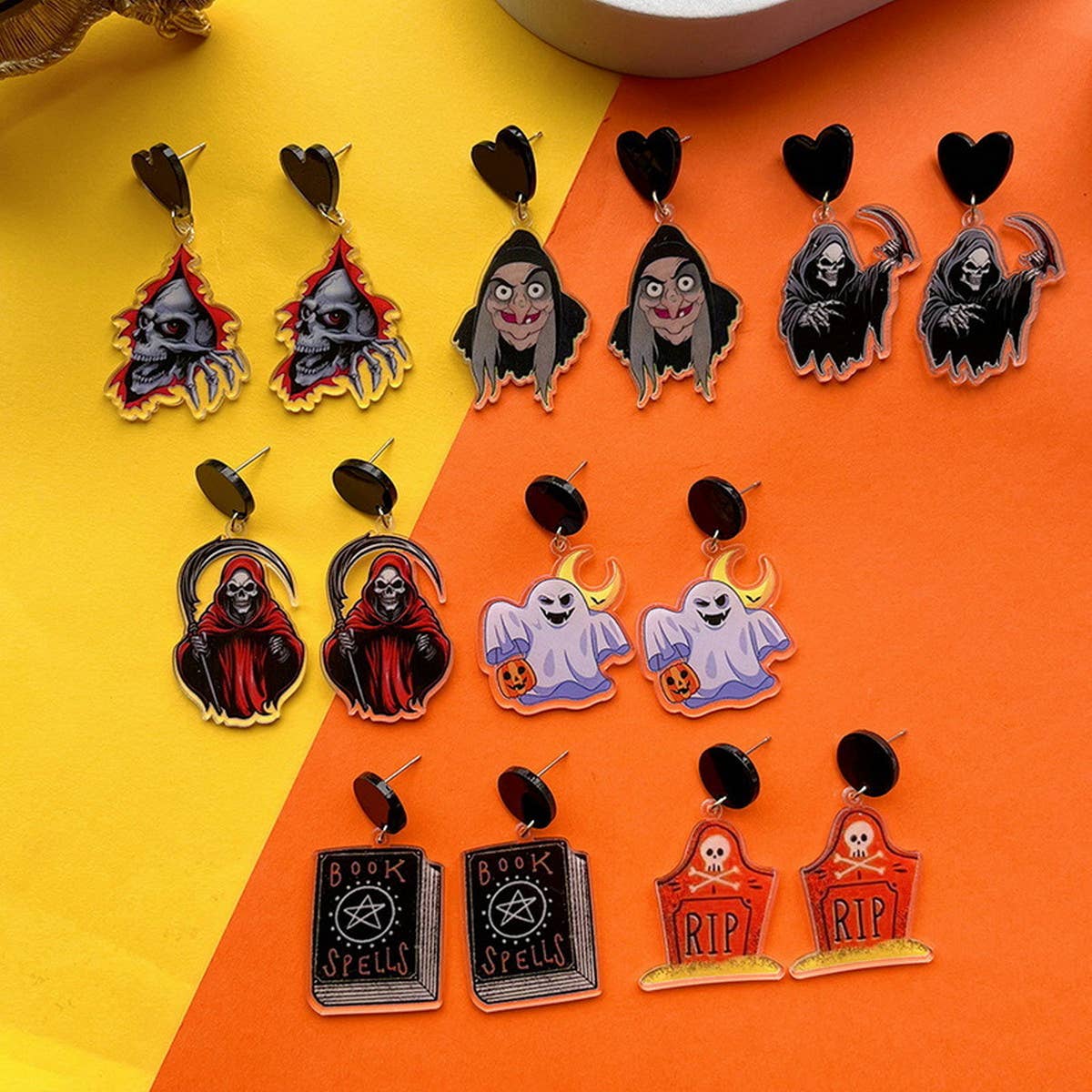 FUNNY HORROR SKULL GHOST EARRINGS