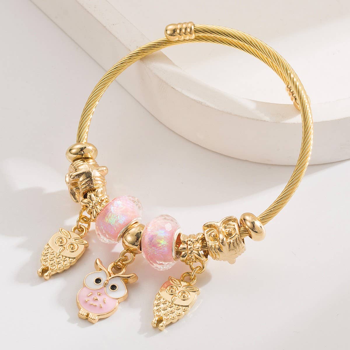 Adjustable Owl & Butterfly Charm Couple Bracelet_CWMM8482