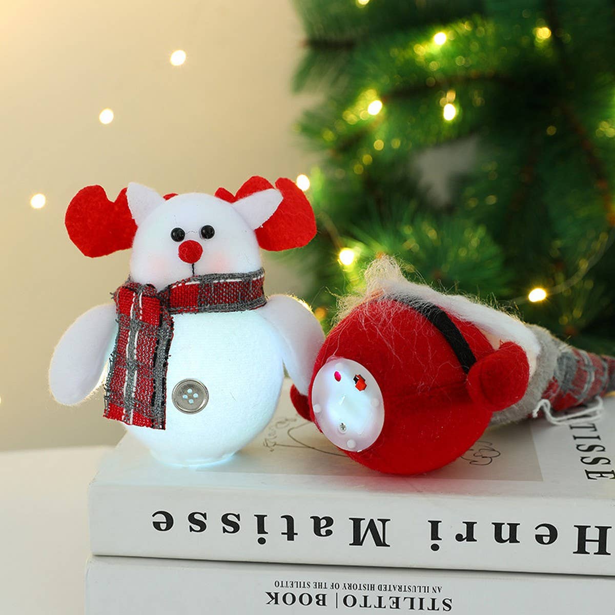 SANTA CLAUS DEER GLOWING DOLL DOLL ORNAMENT