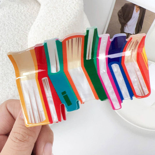 Corrugated acrylic color-blocking book hairpin