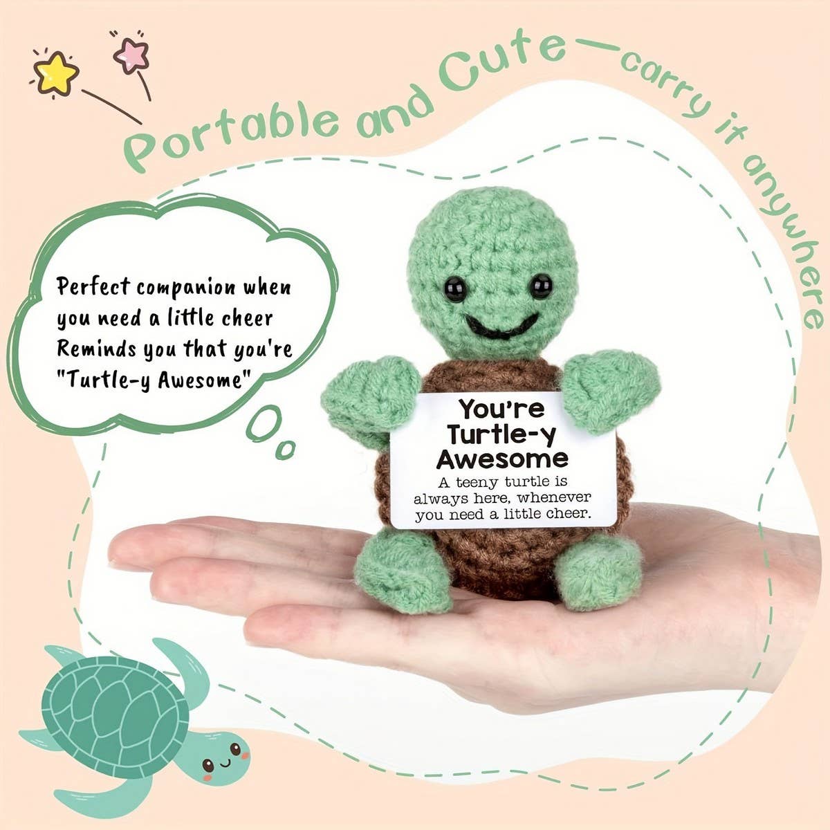 CWMM9277_POSITIVE LITTLE TURTLE HANDMADE KNITTED DOLL