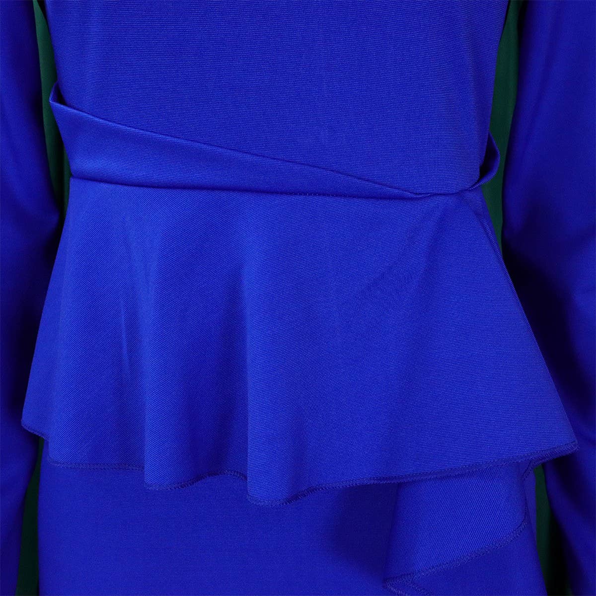 SOLID COLOR HIP-WRAPPED PLUS SIZE RUFFLED DRESS_CWDMD3705