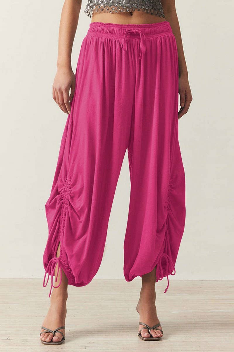 CWBLP1854_SOLID COLOR DRAWSTRING CASUAL BLOOMERS