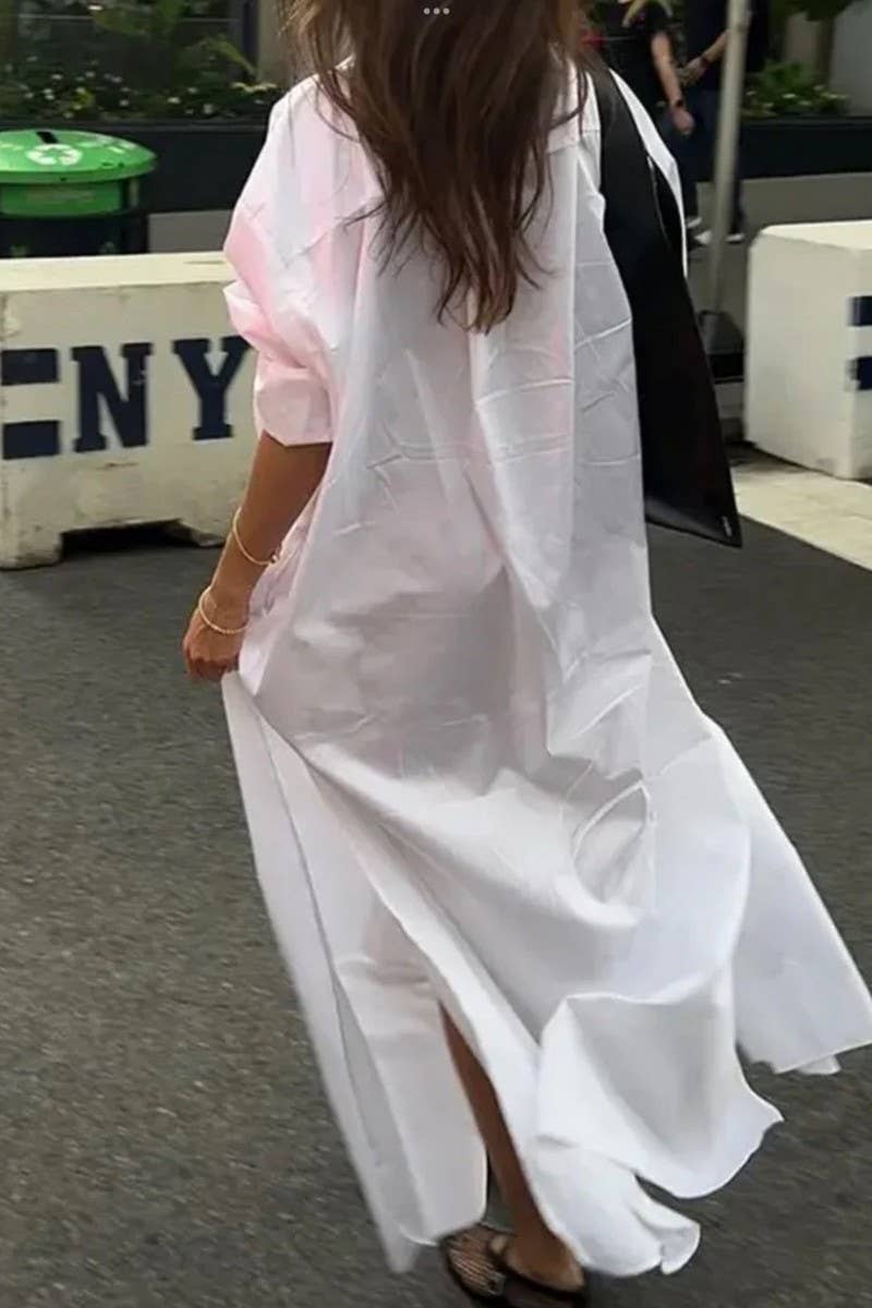 CWDMD4628_SOLID COLOR BUTTON CARDIGAN LONG SLEEVE DRESS