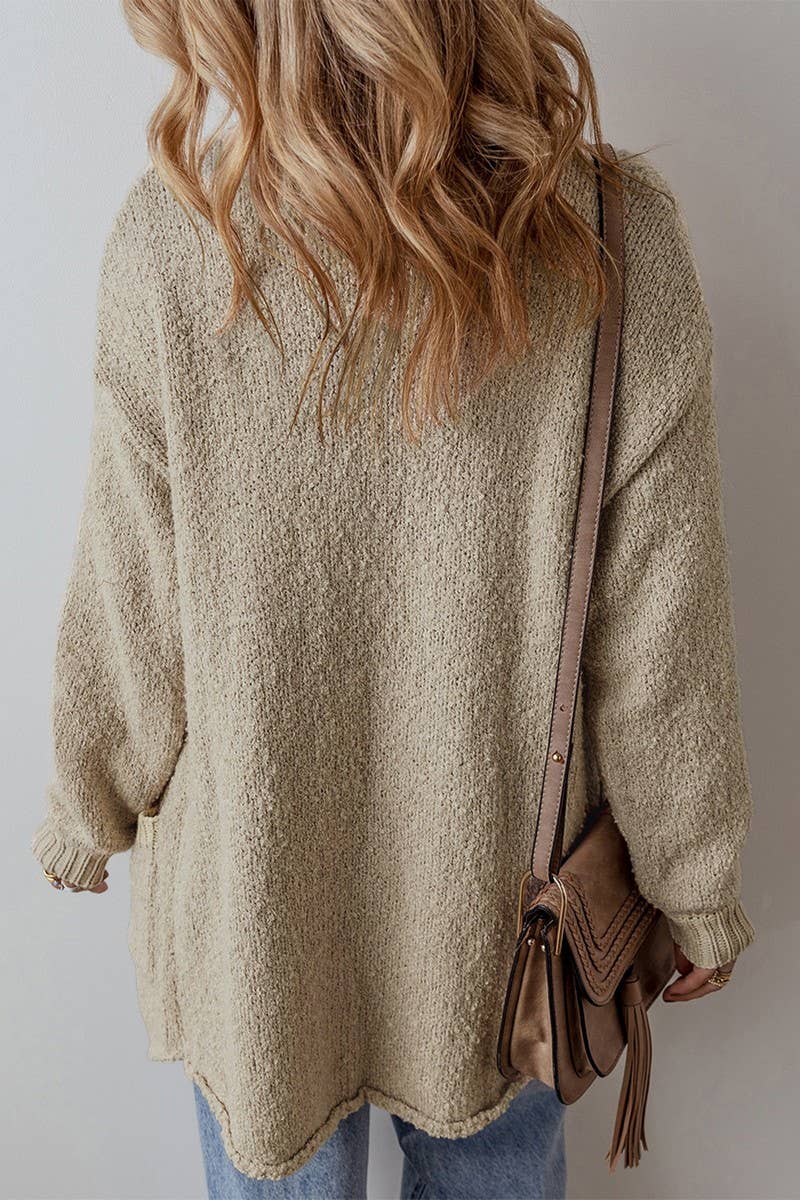 CWOCAL00708_CASUAL OVERSIZED DROP SHOULDER KNIT CARDIGAN