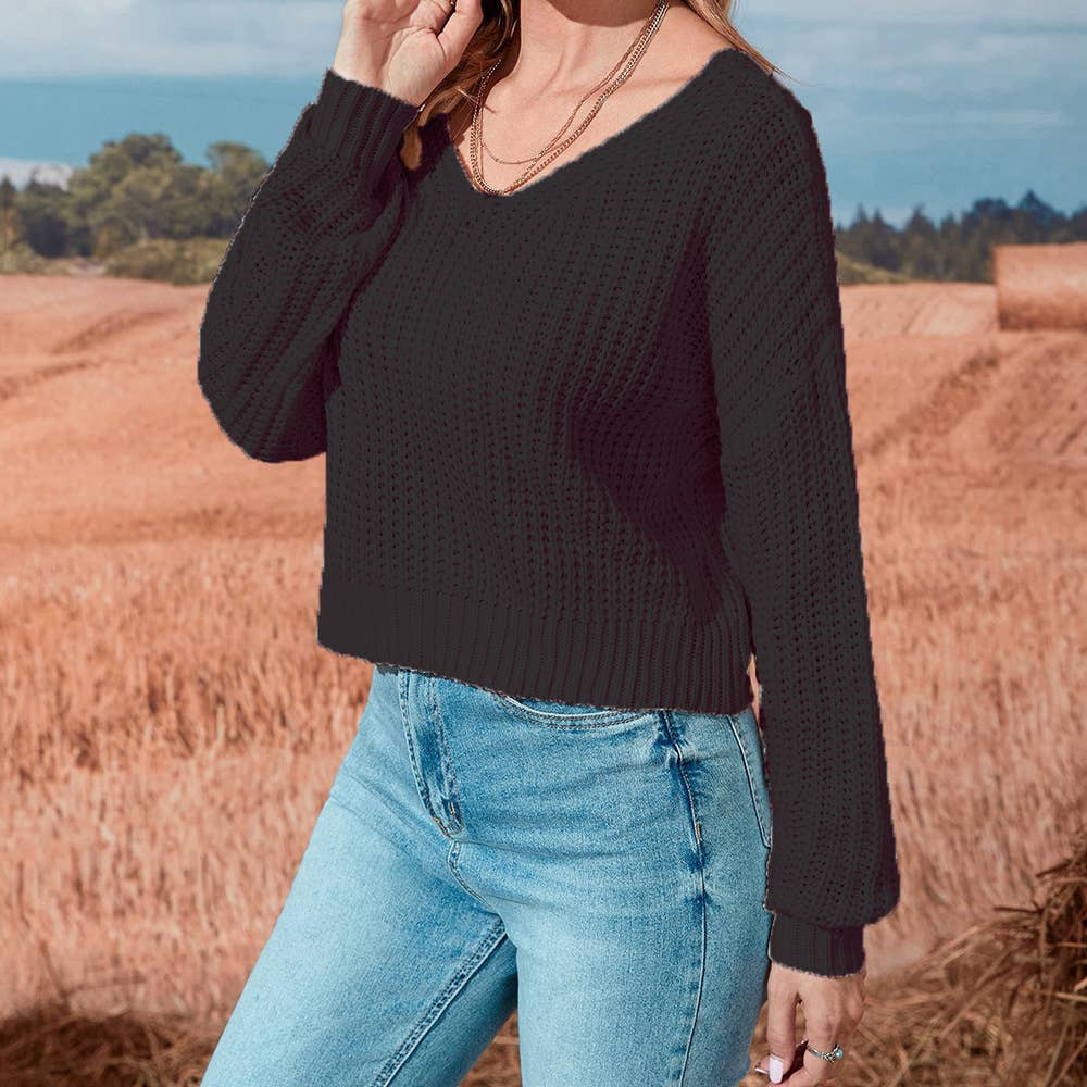 SEE-THROUGH KNIT DIAGONAL SHOULDER BASE SWEATER