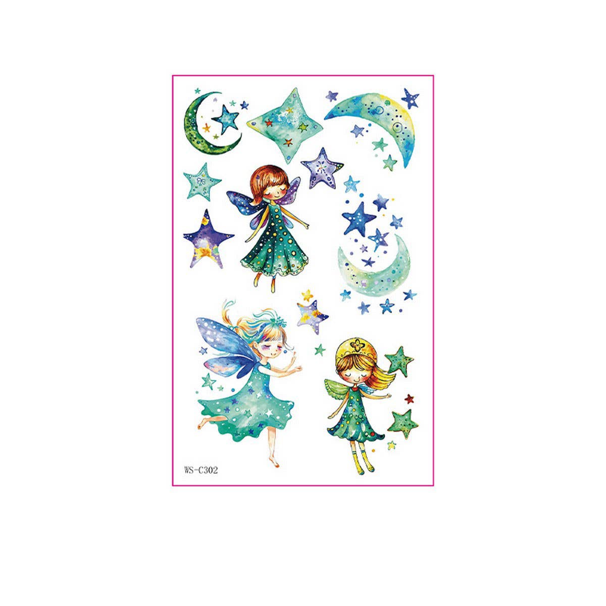 Kids Glitter Tattoo Stickers Bear Butterfly Stars