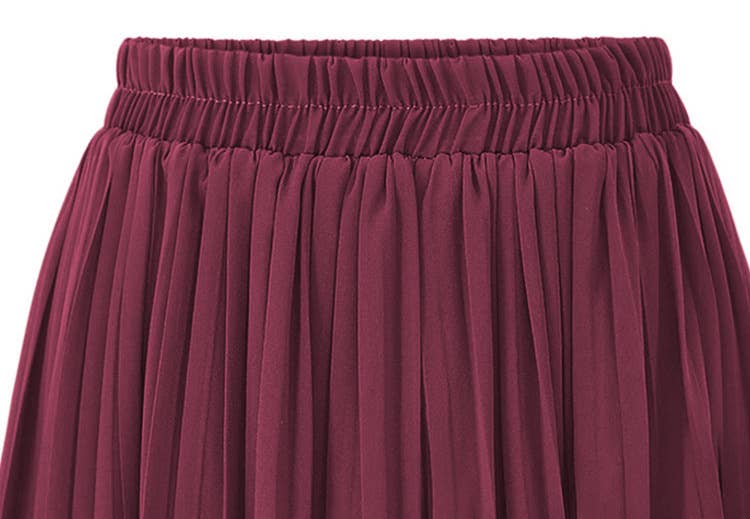 PLUS-SIZE PLEATED CHIFFON WIDE-LEG PANTS