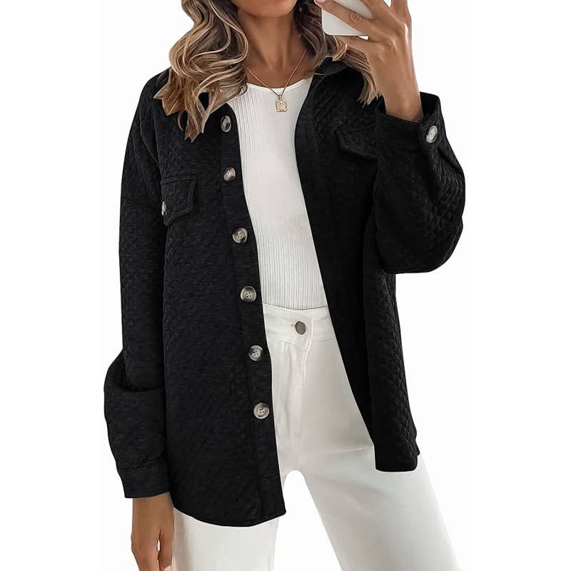 LIGHT CASUAL SOLID COLOR COAT WITH DIAMOND POCKET
