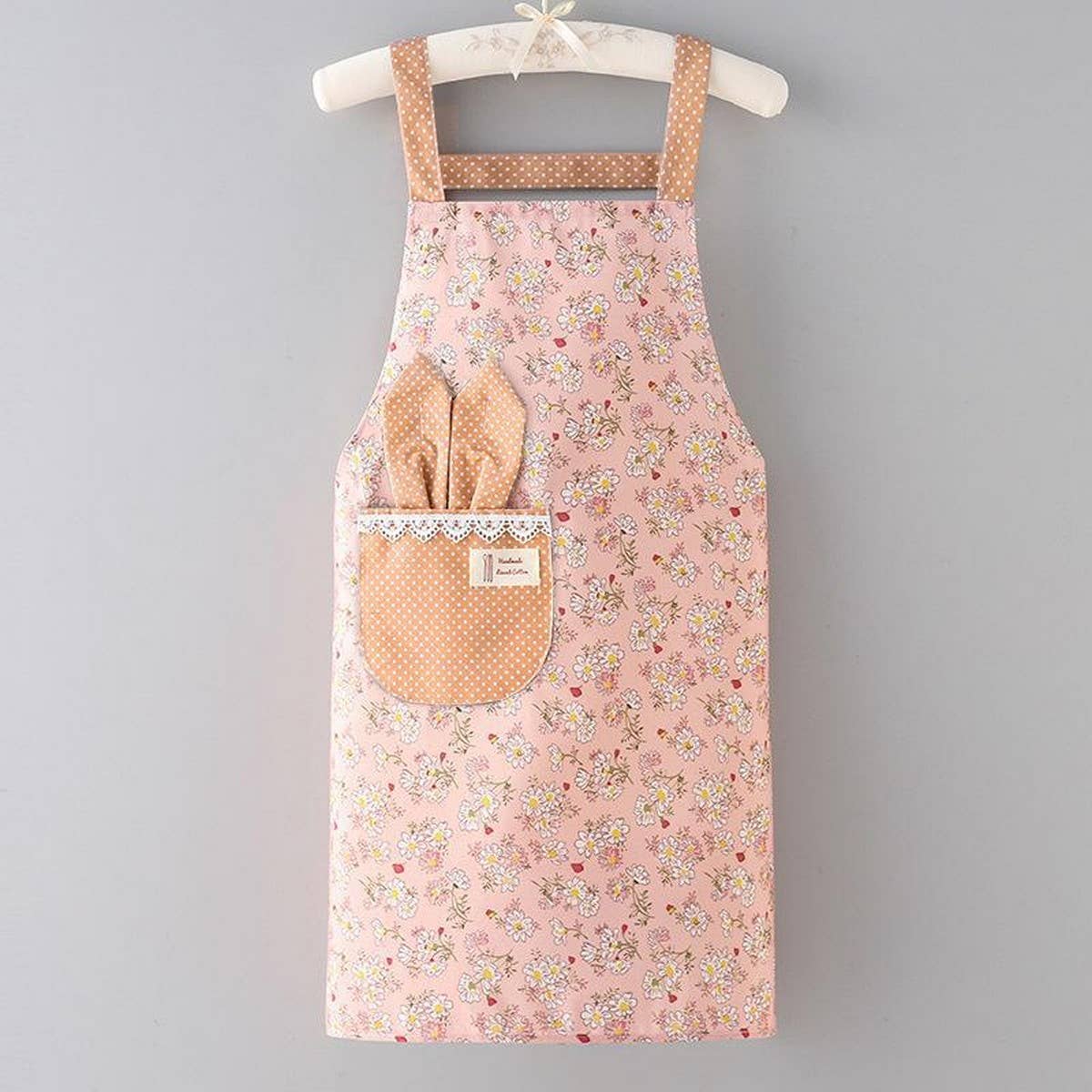 CUTE FLORAL CANVAS BIB APRONS WITH POCKETS